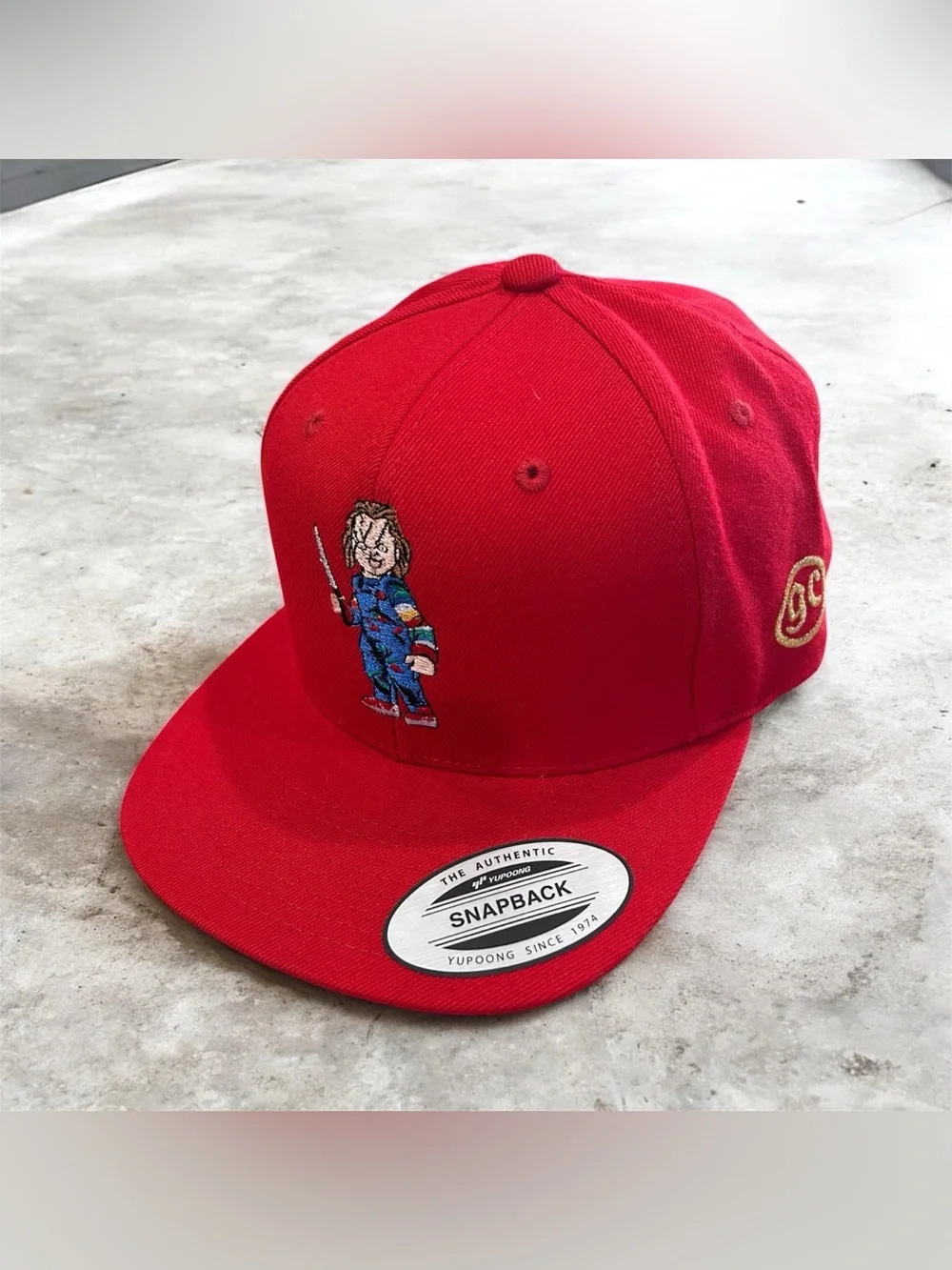 Yupoong Chucky Red Adjustable Snapback Hat Solid Horror Theme One Size